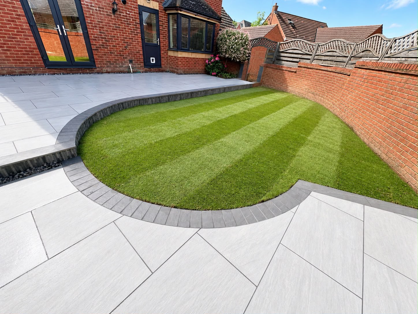Complete landscaped garden with patio and lawn